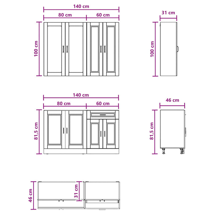 Unitate de bucătărie PORTO 4 pcs Lemn vechi Lemn prelucrat WALTI