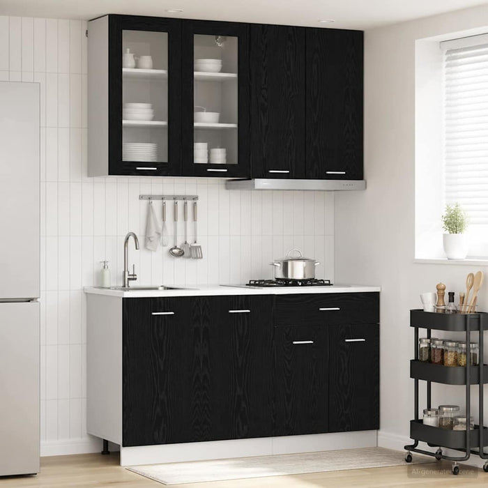 Unitate de bucătărie LYON 4 pcs Stejar Negru Lemn prelucrat WALTI