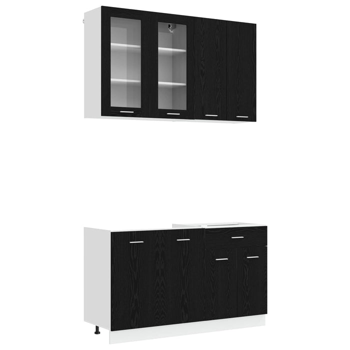 Unitate de bucătărie LYON 4 pcs Stejar Negru Lemn prelucrat WALTI