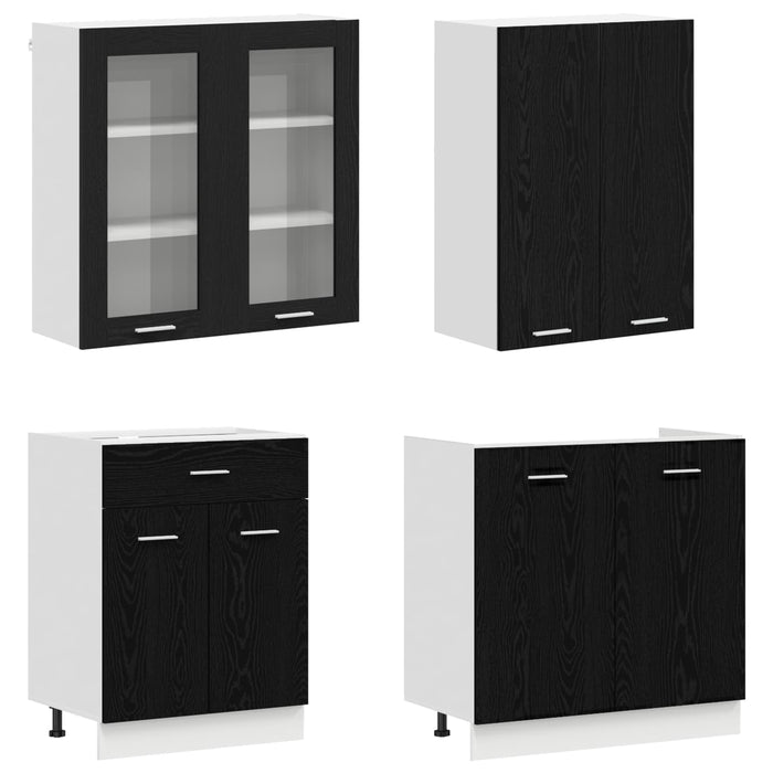 Unitate de bucătărie LYON 4 pcs Stejar Negru Lemn prelucrat WALTI