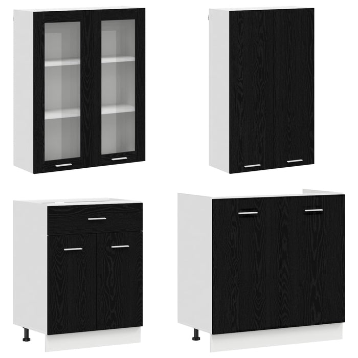 Unitate de bucătărie LYON 4 pcs Stejar Negru Lemn prelucrat WALTI