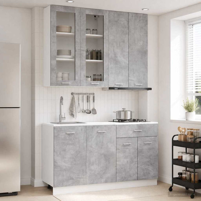 Unitate de bucătărie LYON 4 pcs Gri Beton Lemn prelucrat WALTI