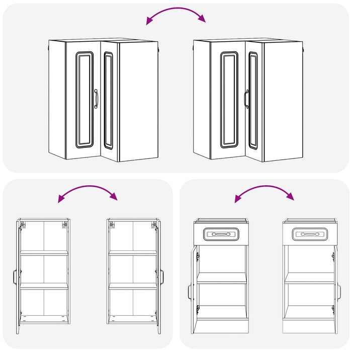 Unitate de bucătărie KALMAR 8 pcs Negru Lemn prelucrat WALTI
