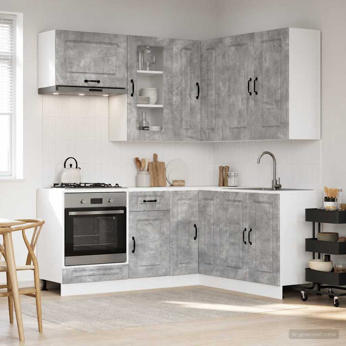 Unitate de bucătărie KALMAR 8 pcs Gri Beton Lemn prelucrat WALTI