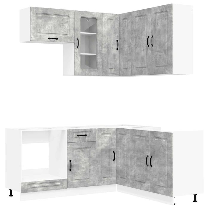 Unitate de bucătărie KALMAR 8 pcs Gri Beton Lemn prelucrat WALTI