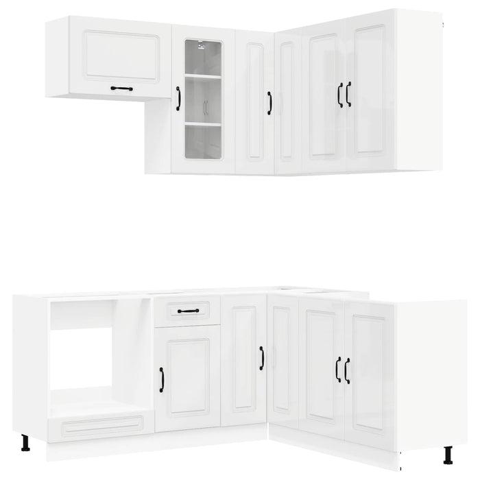 Unitate de bucătărie KALMAR 8 pcs Alb foarte lucios WALTI