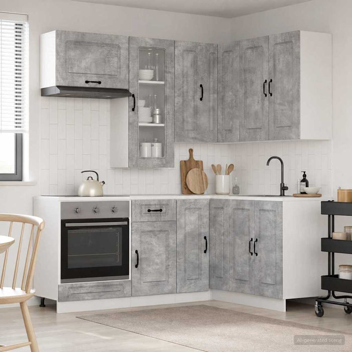 Unitate de bucătărie KALMAR 8 pcs Gri Beton Lemn prelucrat WALTI