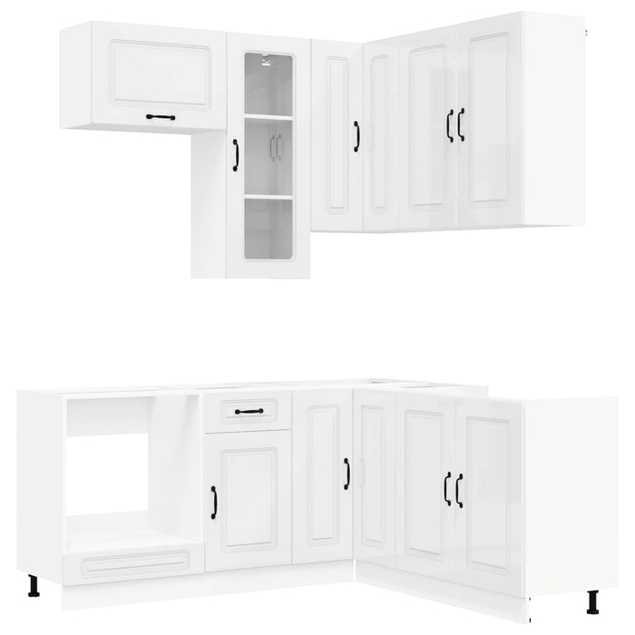 Unitate de bucătărie KALMAR 8 pcs Alb foarte lucios WALTI