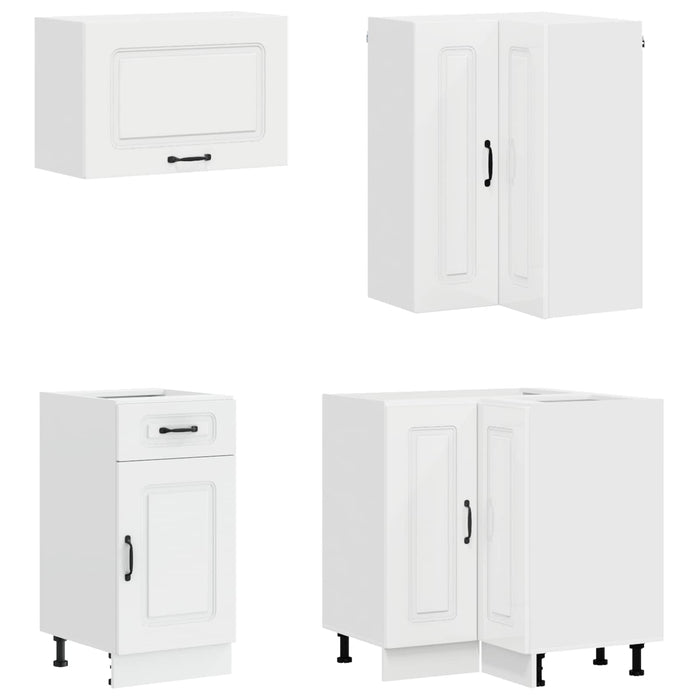Unitate de bucătărie KALMAR 8 pcs Alb foarte lucios WALTI