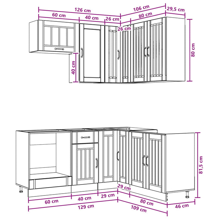 Unitate de bucătărie LUCCA 8 pcs Alb Lemn prelucrat WALTI