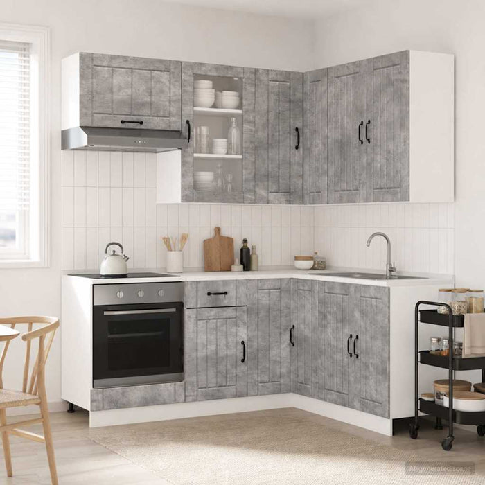 Unitate de bucătărie LUCCA 8 pcs Gri Beton Lemn prelucrat WALTI