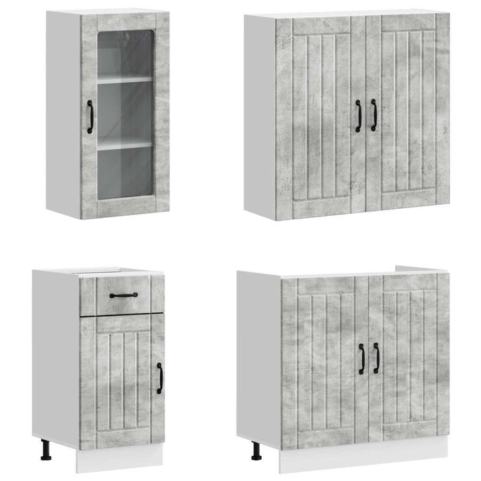 Unitate de bucătărie LUCCA 8 pcs Gri Beton Lemn prelucrat WALTI