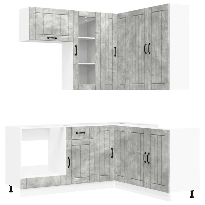 Unitate de bucătărie LUCCA 8 pcs Gri Beton Lemn prelucrat WALTI