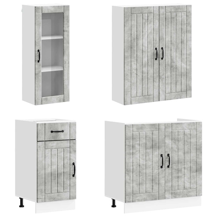 Unitate de bucătărie LUCCA 8 pcs Gri Beton Lemn prelucrat WALTI