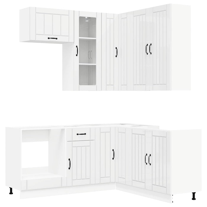 Unitate de bucătărie LUCCA 8 pcs Alb foarte lucios WALTI