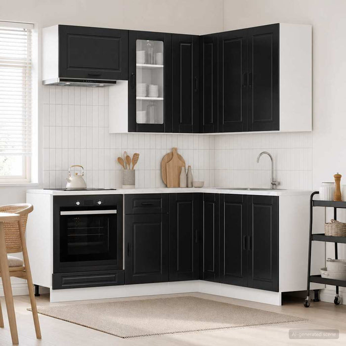 Unitate de bucătărie PORTO 8 pcs Negru Lemn prelucrat - WALTI WALTI