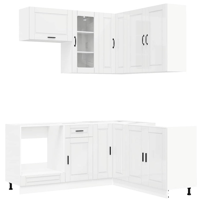 Unitate de bucătărie PORTO 8 pcs Alb foarte lucios WALTI