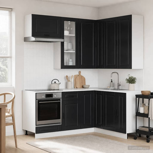 Unitate de bucătărie PORTO 8 pcs Negru Lemn prelucrat - WALTI WALTI