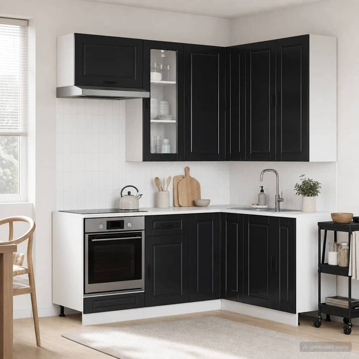 Unitate de bucătărie PORTO 8 pcs Negru Lemn prelucrat WALTI