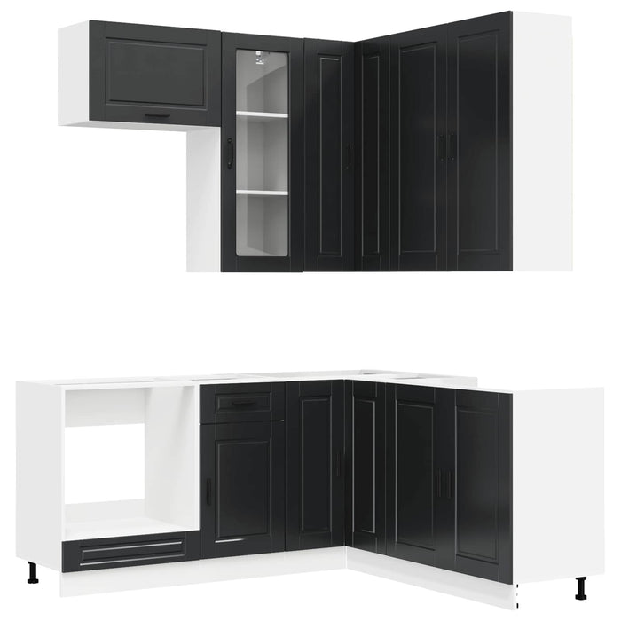 Unitate de bucătărie PORTO 8 pcs Negru Lemn prelucrat WALTI