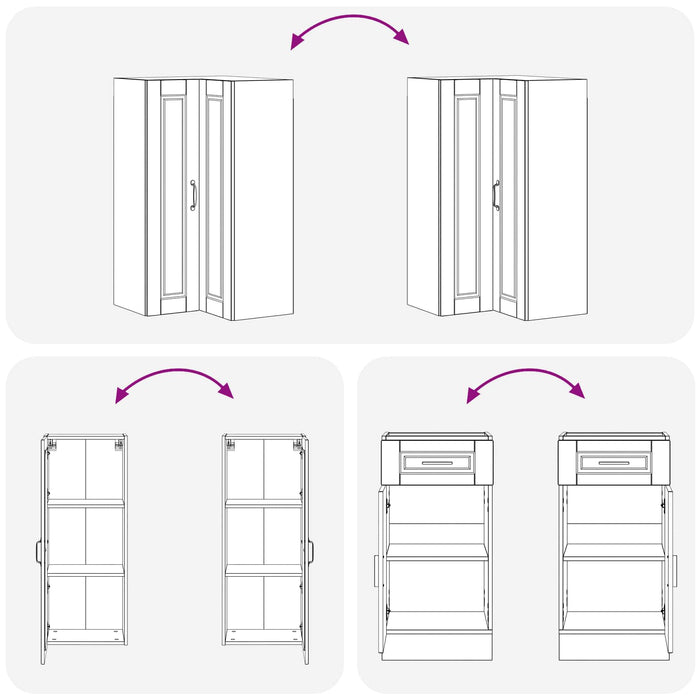 Unitate de bucătărie PORTO 8 pcs Negru Lemn prelucrat WALTI
