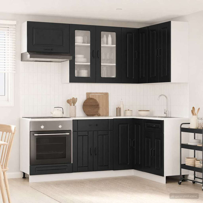 Unitate de bucătărie KALMAR 8 pcs Negru Lemn prelucrat WALTI