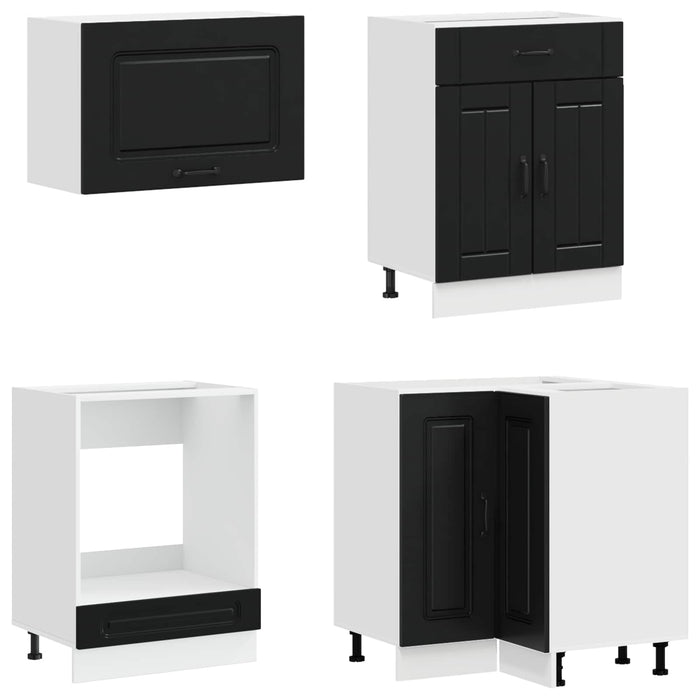 Unitate de bucătărie KALMAR 8 pcs Negru Lemn prelucrat WALTI