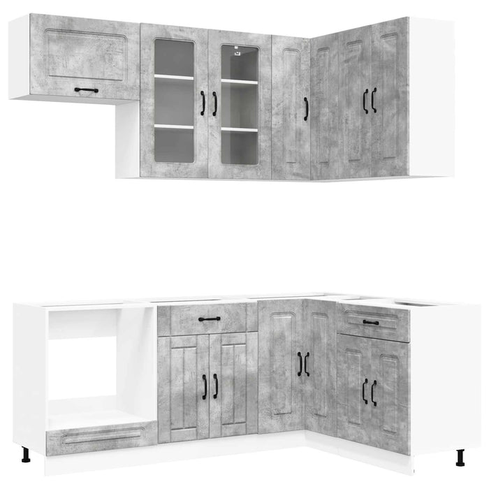 Unitate de bucătărie KALMAR 8 pcs Gri Beton Lemn prelucrat WALTI