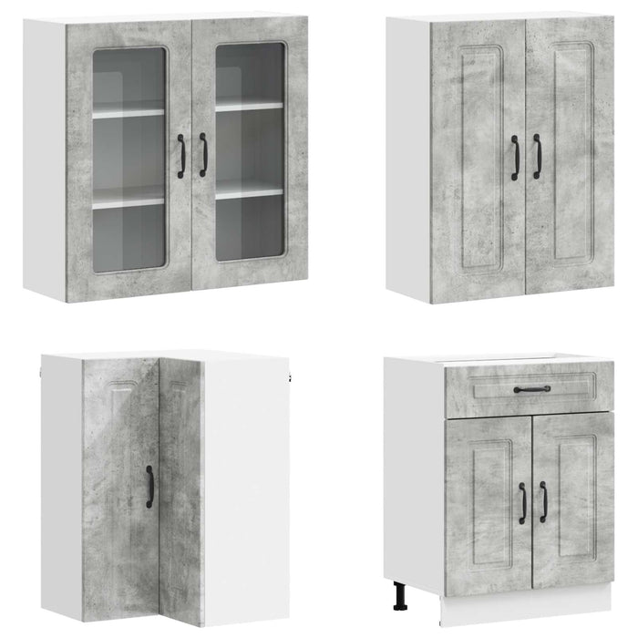 Unitate de bucătărie KALMAR 8 pcs Gri Beton Lemn prelucrat WALTI
