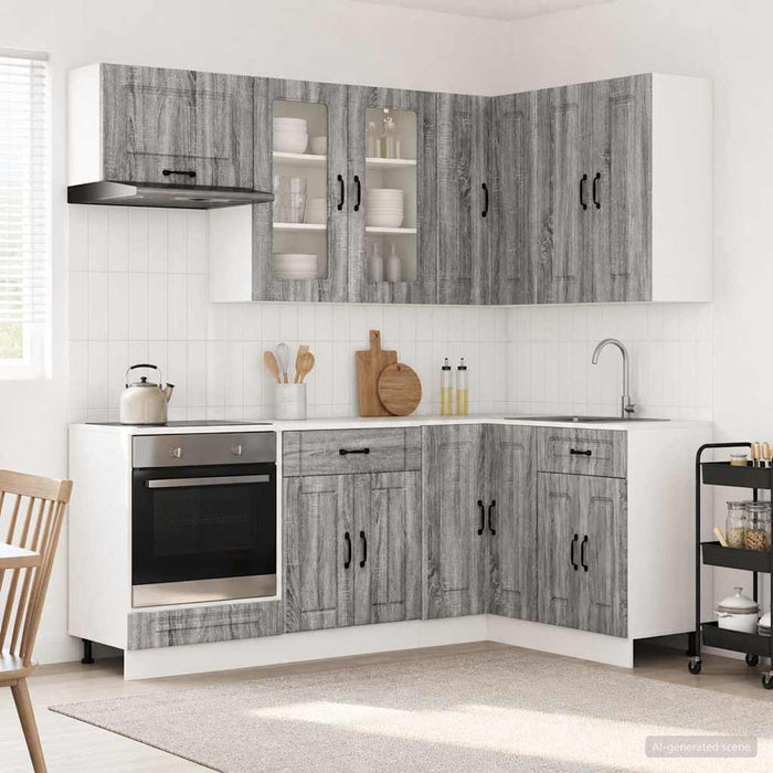 Unitate de bucătărie KALMAR 8 pcs Sonoma gri Lemn prelucrat WALTI