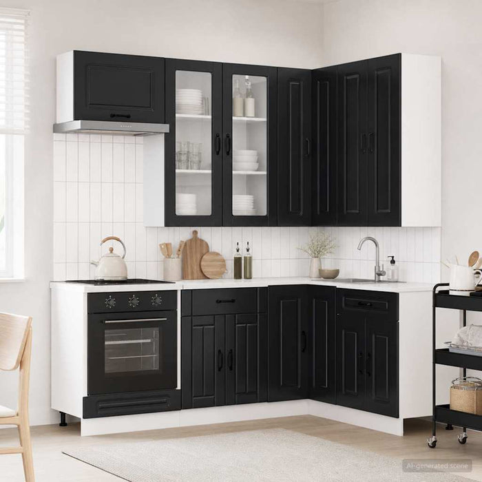 Unitate de bucătărie KALMAR 8 pcs Negru Lemn prelucrat WALTI