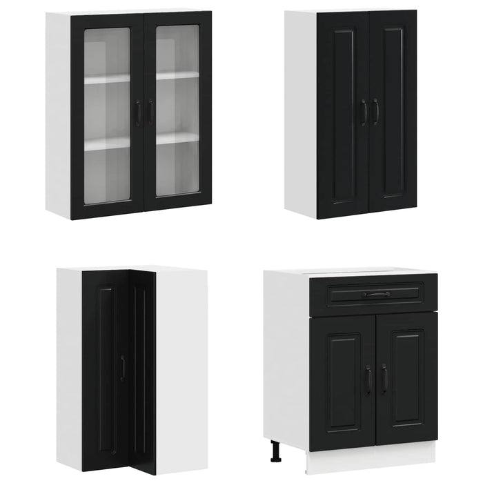 Unitate de bucătărie KALMAR 8 pcs Negru Lemn prelucrat WALTI