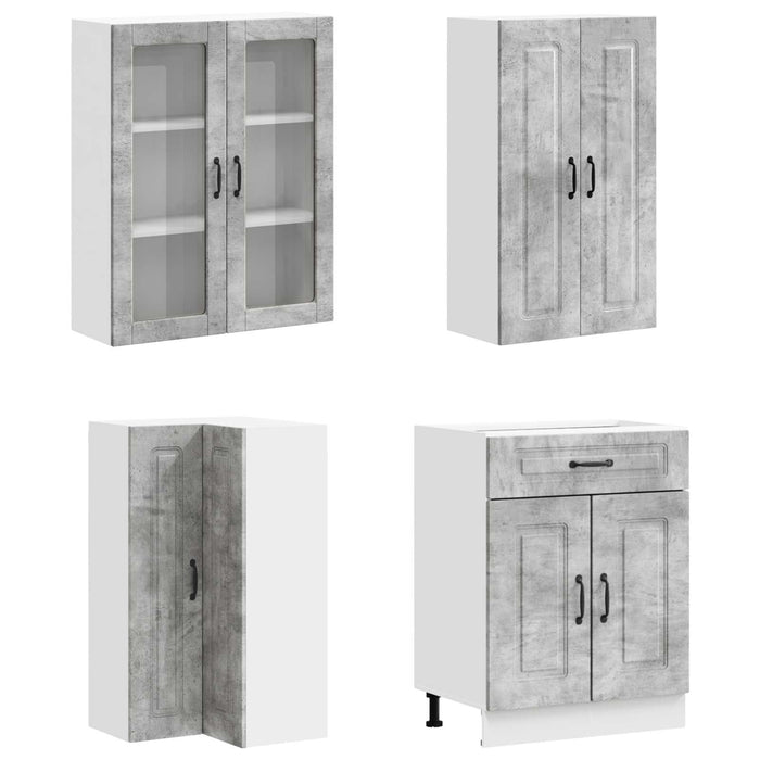 Unitate de bucătărie KALMAR 8 pcs Gri Beton Lemn prelucrat WALTI