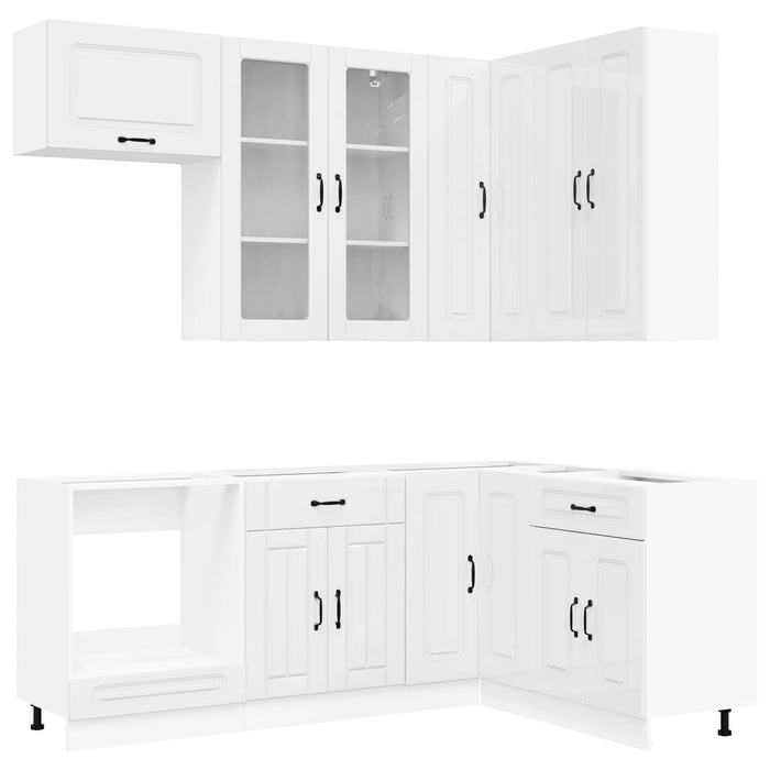 Unitate de bucătărie KALMAR 8 pcs Alb foarte lucios WALTI