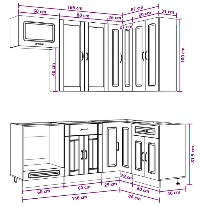 Unitate de bucătărie KALMAR 8 pcs Stejar maro Lemn prelucrat WALTI