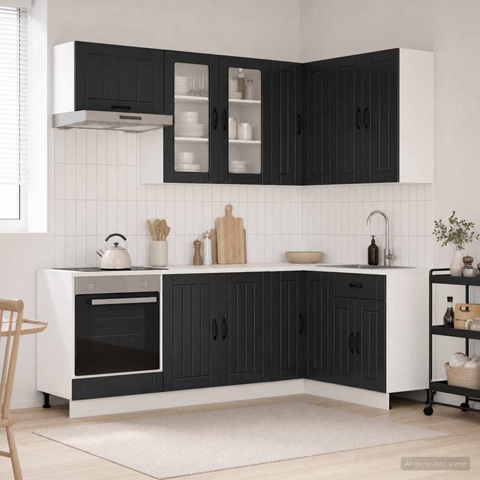 Unitate de bucătărie LUCCA 8 pcs Negru Lemn prelucrat WALTI