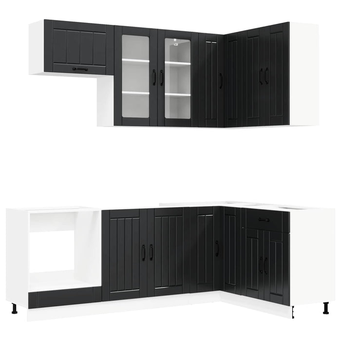 Unitate de bucătărie LUCCA 8 pcs Negru Lemn prelucrat WALTI