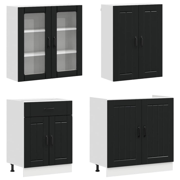 Unitate de bucătărie LUCCA 8 pcs Negru Lemn prelucrat WALTI