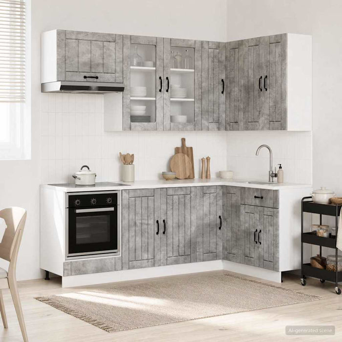 Unitate de bucătărie LUCCA 8 pcs Gri Beton Lemn prelucrat WALTI
