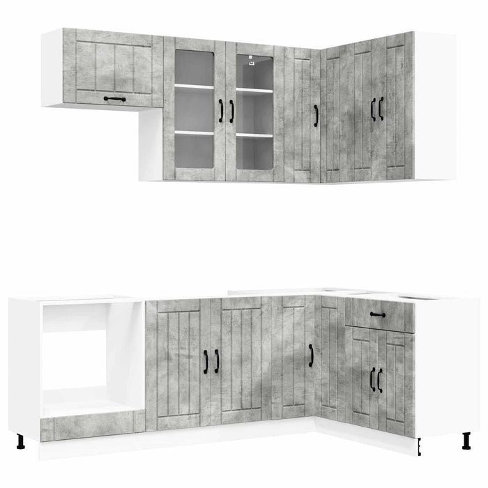Unitate de bucătărie LUCCA 8 pcs Gri Beton Lemn prelucrat WALTI