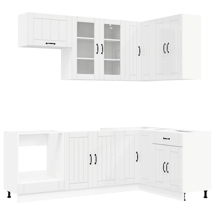 Unitate de bucătărie LUCCA 8 pcs Alb foarte lucios WALTI
