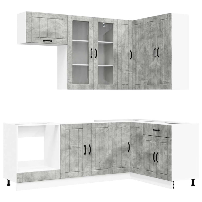 Unitate de bucătărie LUCCA 8 pcs Gri Beton Lemn prelucrat WALTI