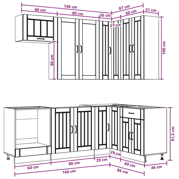 Unitate de bucătărie LUCCA 8 pcs Alb foarte lucios - WALTI WALTI