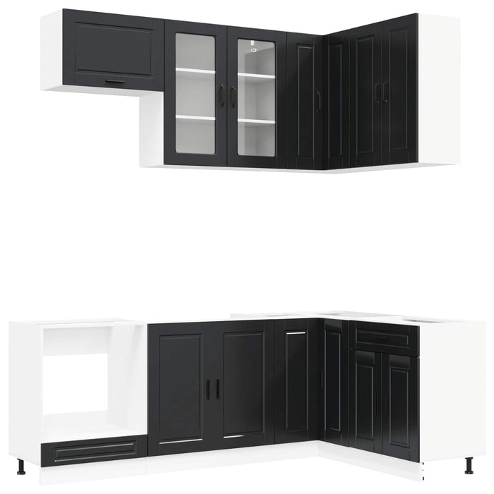 Unitate de bucătărie PORTO 8 pcs Negru Lemn prelucrat WALTI