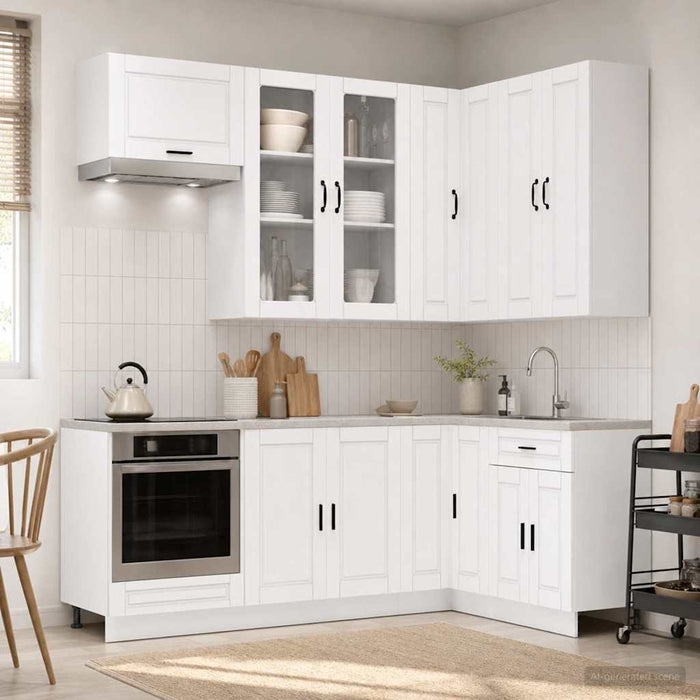 Unitate de bucătărie PORTO 8 pcs Alb Lemn prelucrat WALTI