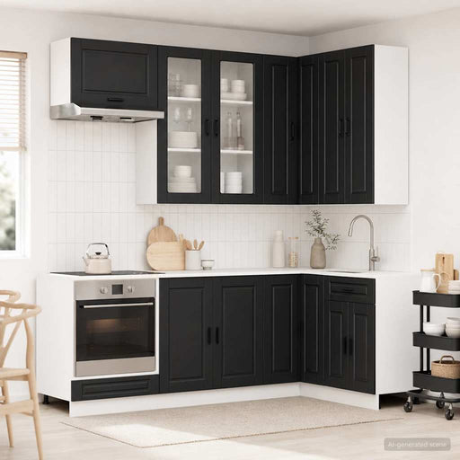 Unitate de bucătărie PORTO 8 pcs Negru Lemn prelucrat - WALTI WALTI