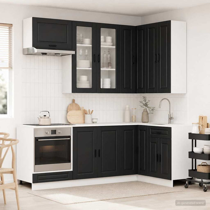 Unitate de bucătărie PORTO 8 pcs Negru Lemn prelucrat WALTI