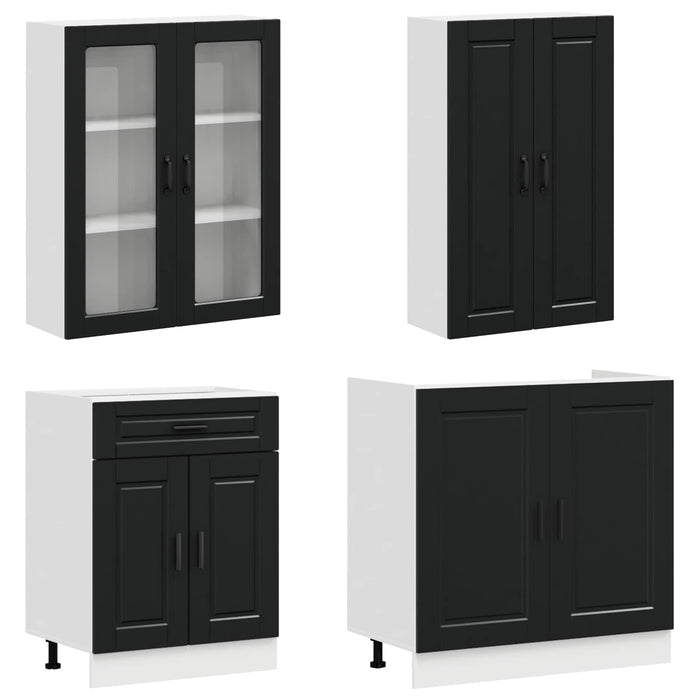 Unitate de bucătărie PORTO 8 pcs Negru Lemn prelucrat WALTI