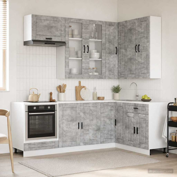 Unitate de bucătărie PORTO 8 pcs Gri Beton Lemn prelucrat WALTI