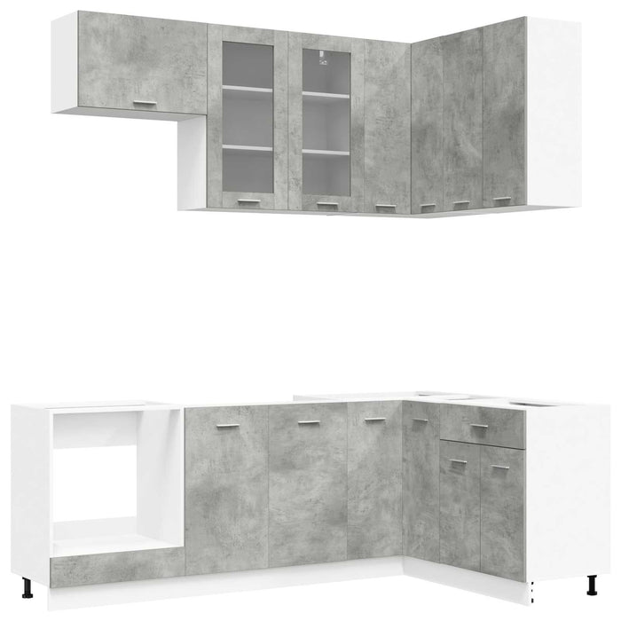 Unitate de bucătărie LYON 8 pcs Gri Beton Lemn prelucrat WALTI